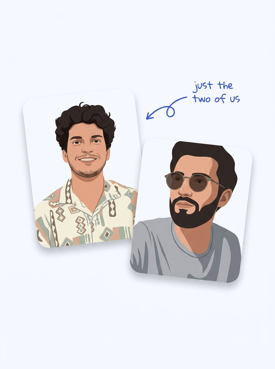 Illustrated portraits of Bunzy cofounders Zied Chekir and Sami Kammoun