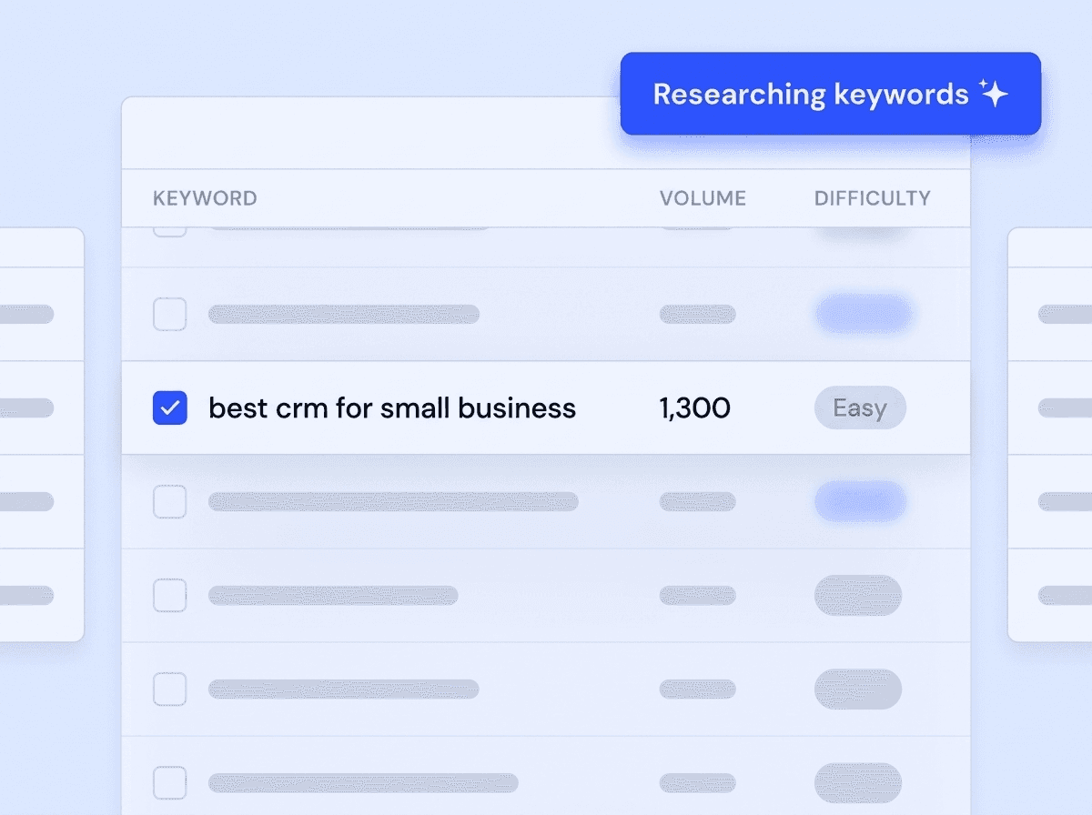 Bunzy keyword research table with search volumes, difficulty scores, and an indexed badge